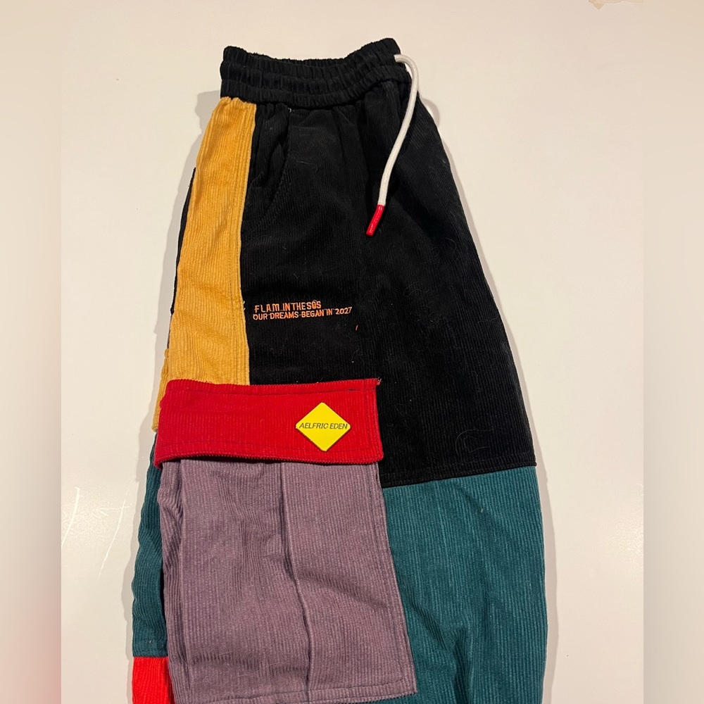 Multicolor Retro Style Corduroy Pants